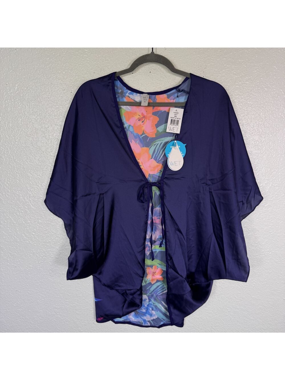 Wet Swimwear Womens Medium Large Floral Cover Up Kimono Boho Resort Cruise NEW